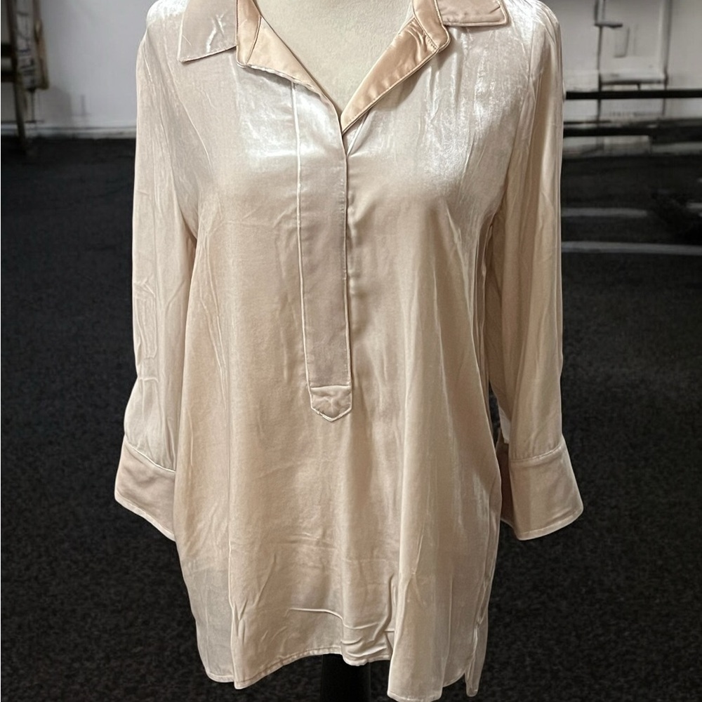 Sundance Cream Relaxed Notched Collar Blouse